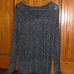 maurcices gray sweater with cross neck